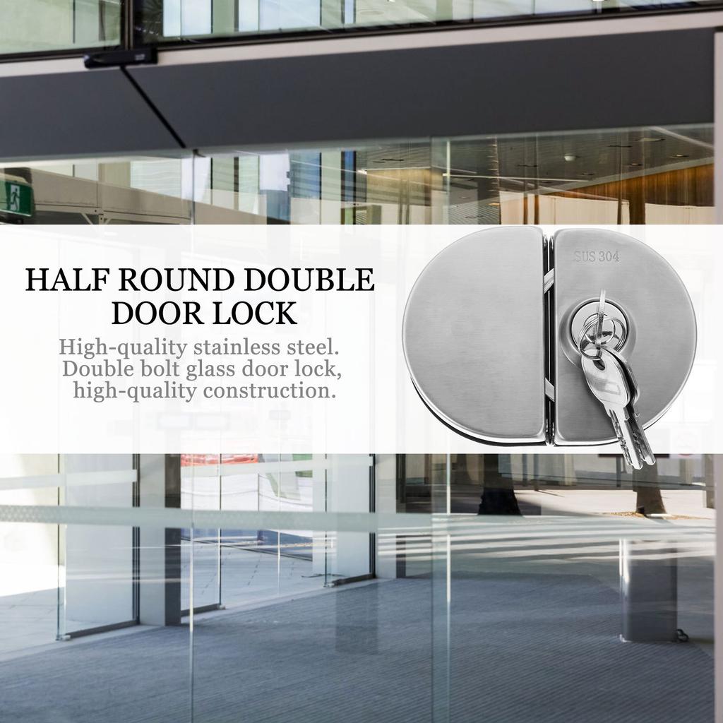 Heavy Duty Double Bolts Glass Door Lock Fit 10-12Mm Thickened Tempered Doors Anti-Theft Safety Latch for Office Home
