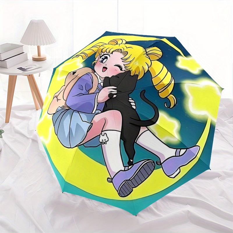 

1pc Sailor Moon on the Moon Automatic Folding Umbrella - 3 Folding Design, Vivid Cartoon Pattern, Suitable for Outdoor Activities, A Gift for Fans In