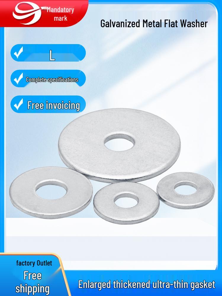 Thickened Enlarged Iron Galvanized Flat Washer - Sizes M3 to M72 M3*7*1, 1 jin (~2500 pcs)