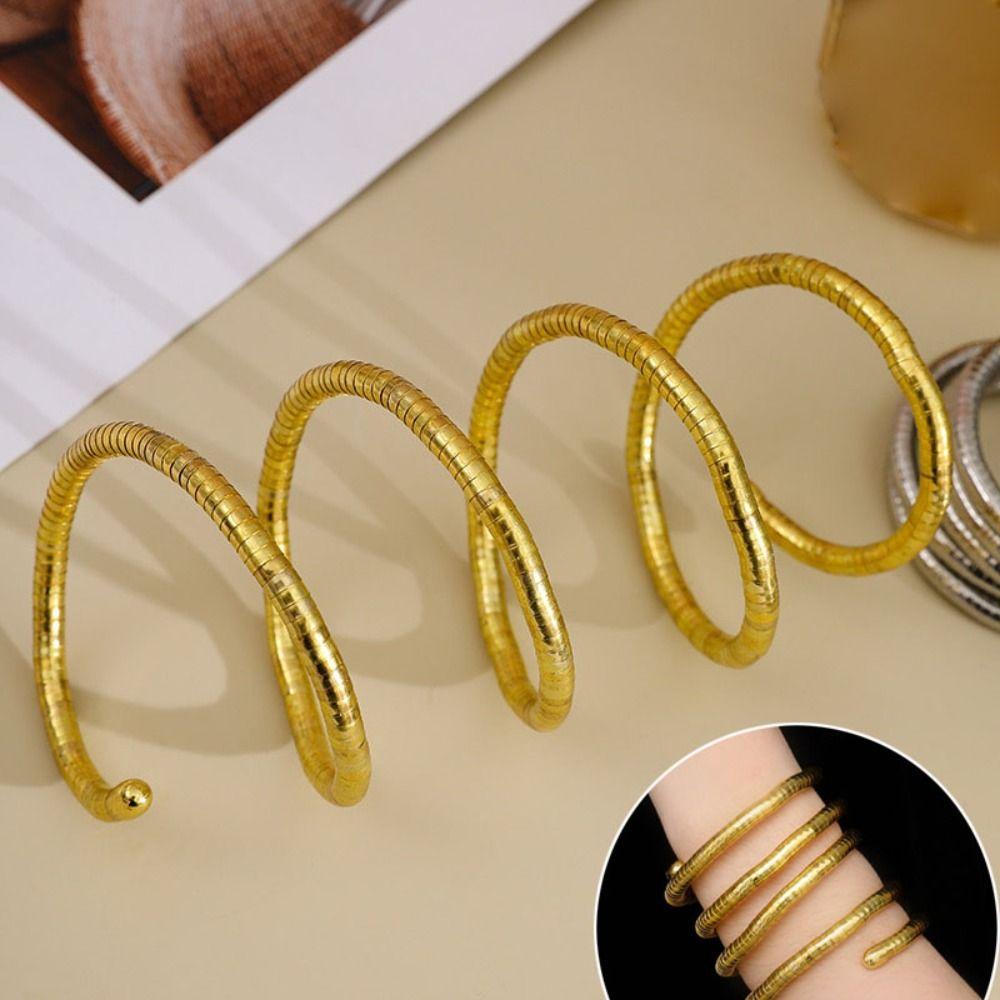 Silver Color Charm Bangle Gold Color Layered Stackable Wrist Bracelet Jewelry Accessories