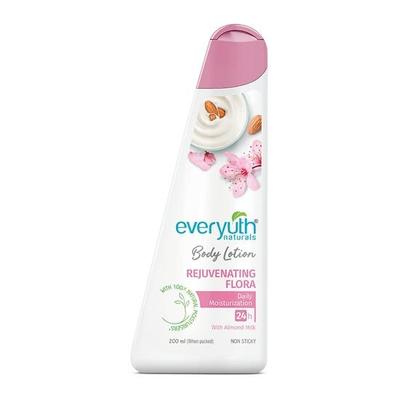 Everyuth Naturals Loção Corporal Rejuvenescedora Flora | Hidratação 24 horas | para Homens e Mulheres | Leite de Amêndoa 100% Natural - 200ml