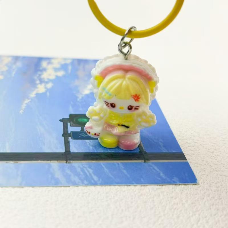 3D Cartoon KT Girl Keychain Pendant: Cute Backpack Hanging Ornament, Perfect Student or Couple Gift