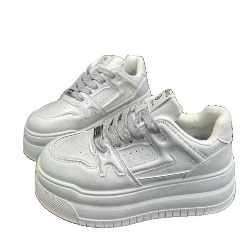 Leather Board Shoes Muffin Thick Sole Heightening Women's Shoes Spring and Summer New Versatile Little White Shoes Children's Casual Sports Shoes