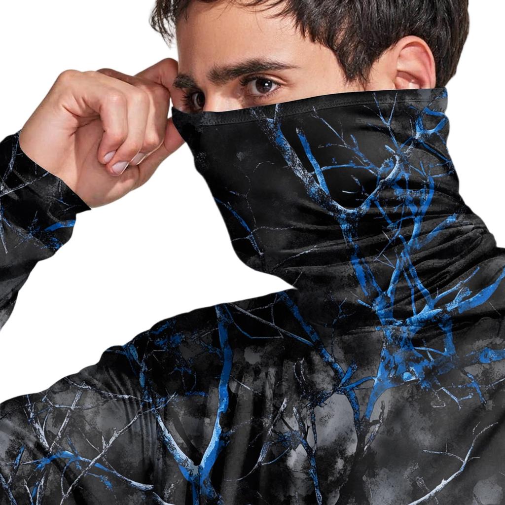 Herrenhemd mit Maske Leichtgewicht Langarm Kapuze Wandern Angeln Performance
