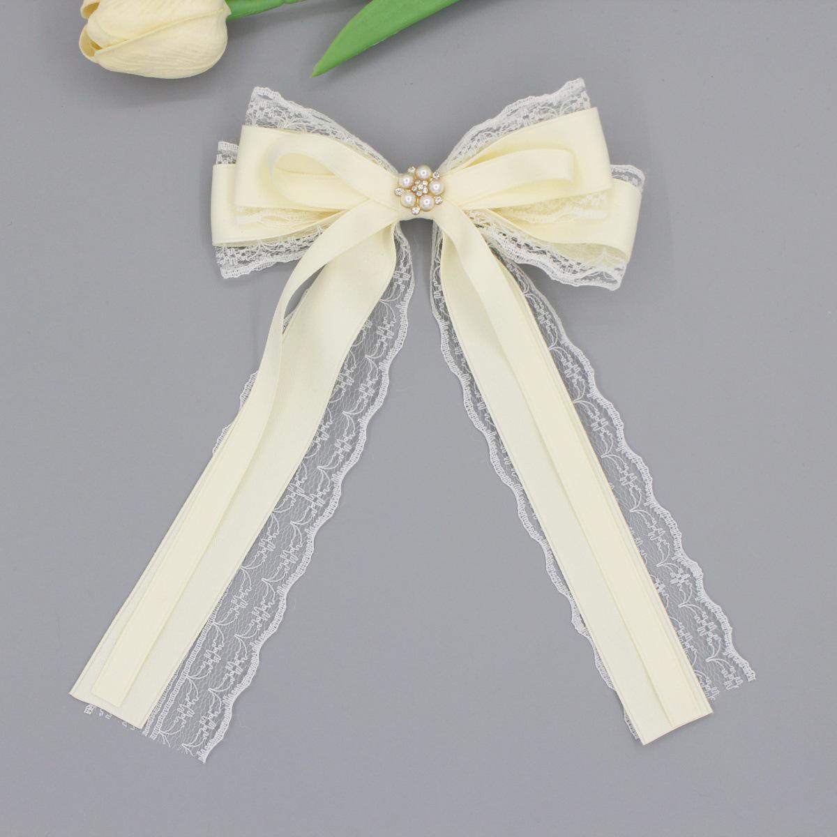 Elegant Plum Blossom Lace Bow Hair Clip - High-End Princess Style Other