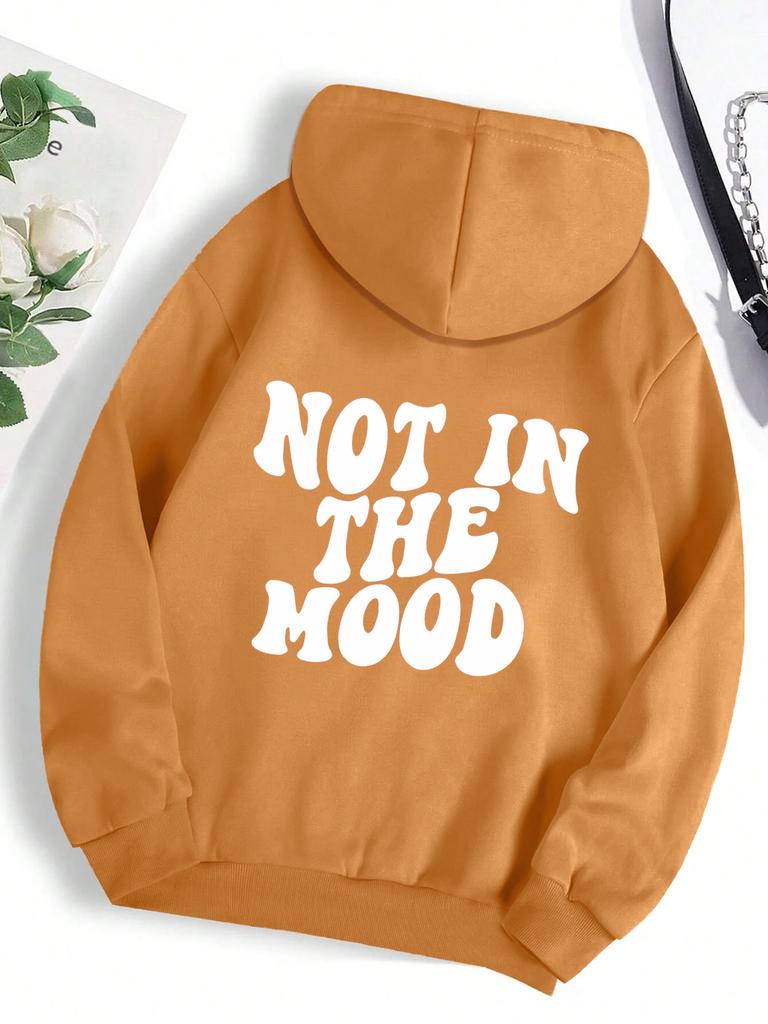 Not In The Mood Persönlichkeitsbrief Weibliche Hoodies Persönlichkeit Lose Hoodie Herbst Warme Fleece Hoody Harajuku Street Pullover