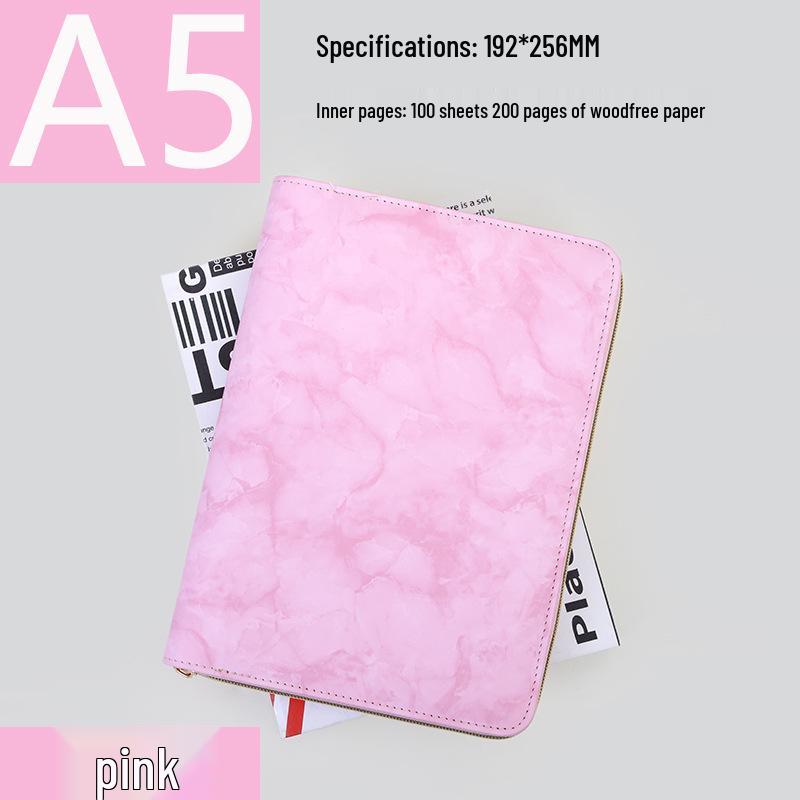 Marble Pattern Detachable Travel Journal with Cross-border Zipper Bag