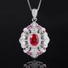 New Set Jewelry Tiktok Cross-border Simulation Red Corundum Necklace Pendant Green Nano Gem Ring Women's