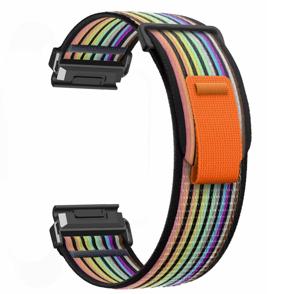 

Для Garmin Fenix 7/Fenix 6 GPS/Fenix 5 Нейлоновий ремінець Trail Loop для годинника Black/Rainbow+Black