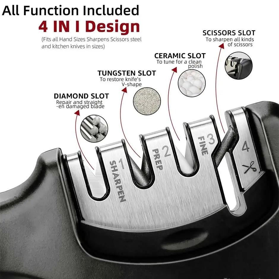 Knife Sharpener 4 Stages In 1 Professional Whetstone Kitchen Sharpening Stone Diamond Fine Scissors Grinder Chef Honing Tool