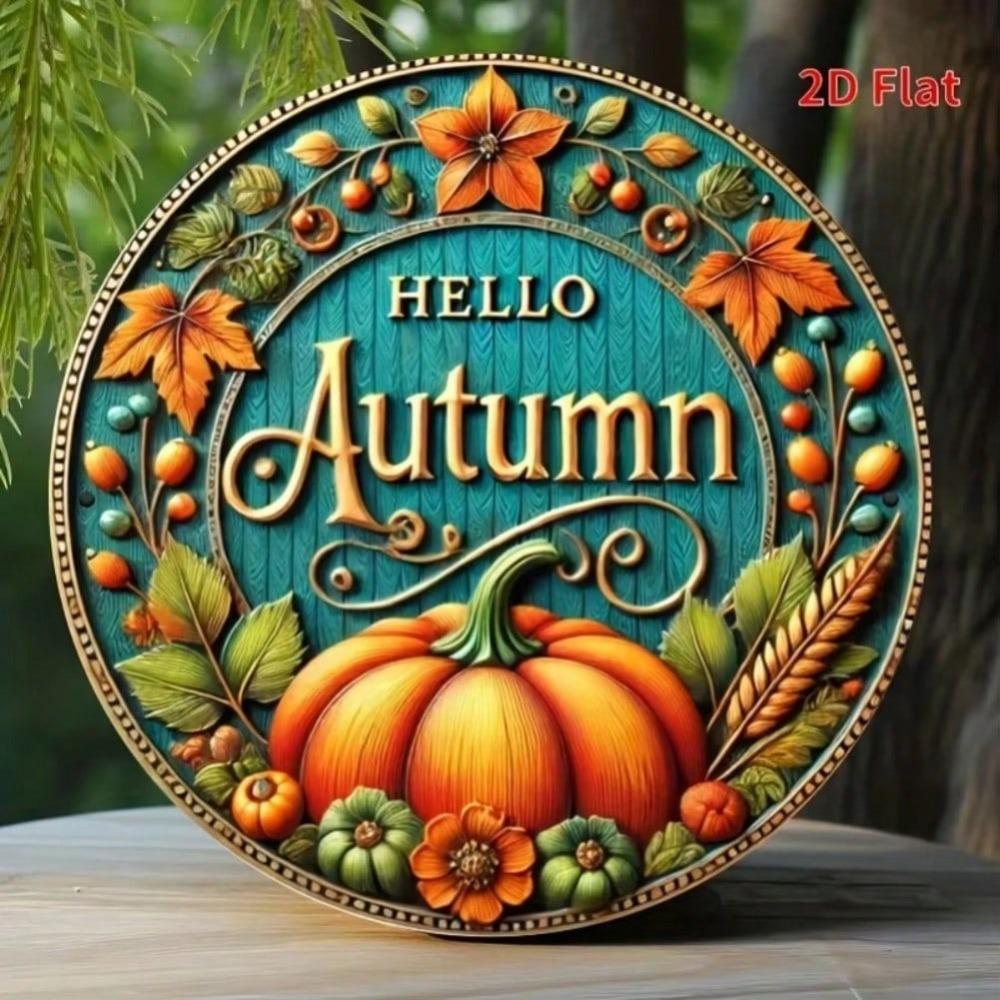 Aluminum Fall Sign Autumn Decor Wreath Accessory Halloween Home Wall Art