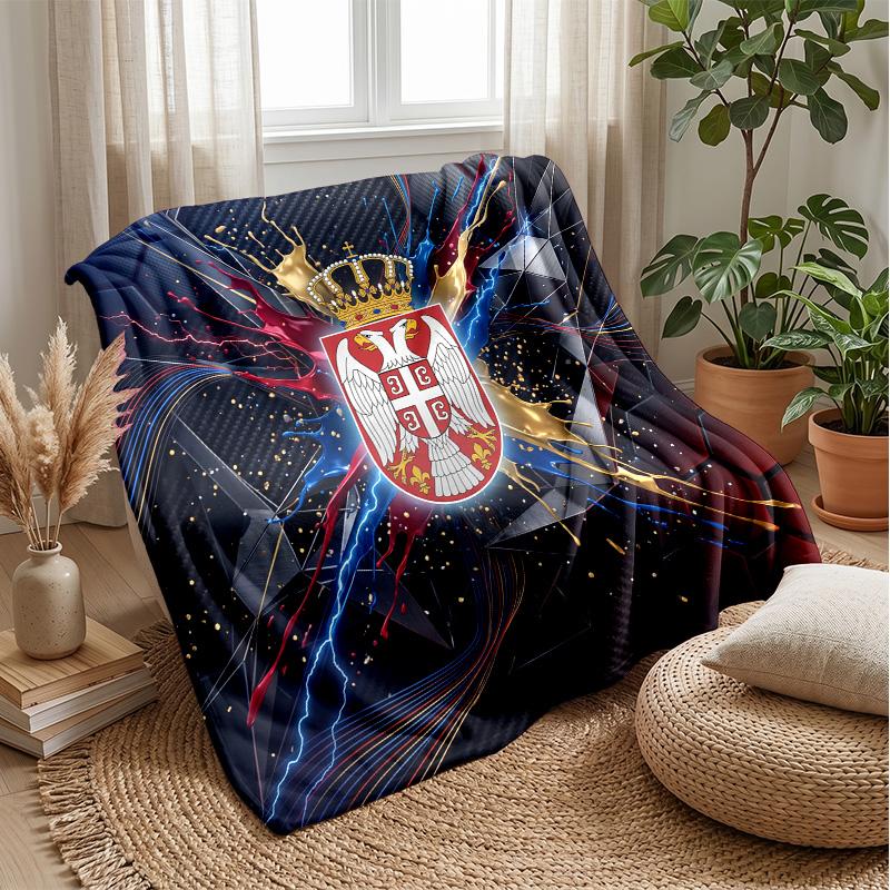 Serbia Printed Flannel Blanket Skin Friendly Warm Decorative Throw for Indoor Couch Bed Daily Use