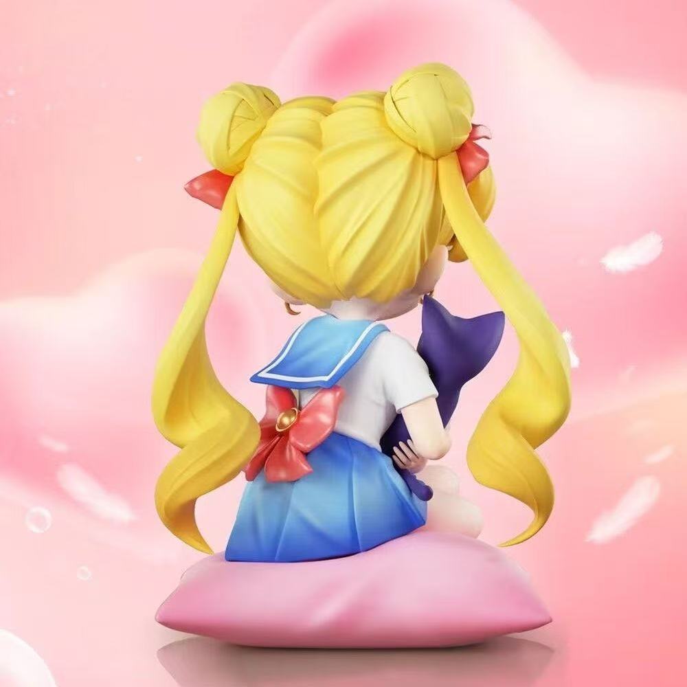 Neue Q-Style Sitzende Sailor Moon & Usagi Tsukino GK Statue - Anime Sammlerfigur, Kawaii Schreibtischdekoration Für Fans Geschenke