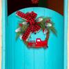 Jingchen Red Truck Christmas Door Hanger - Farmhouse Wreath Decoration