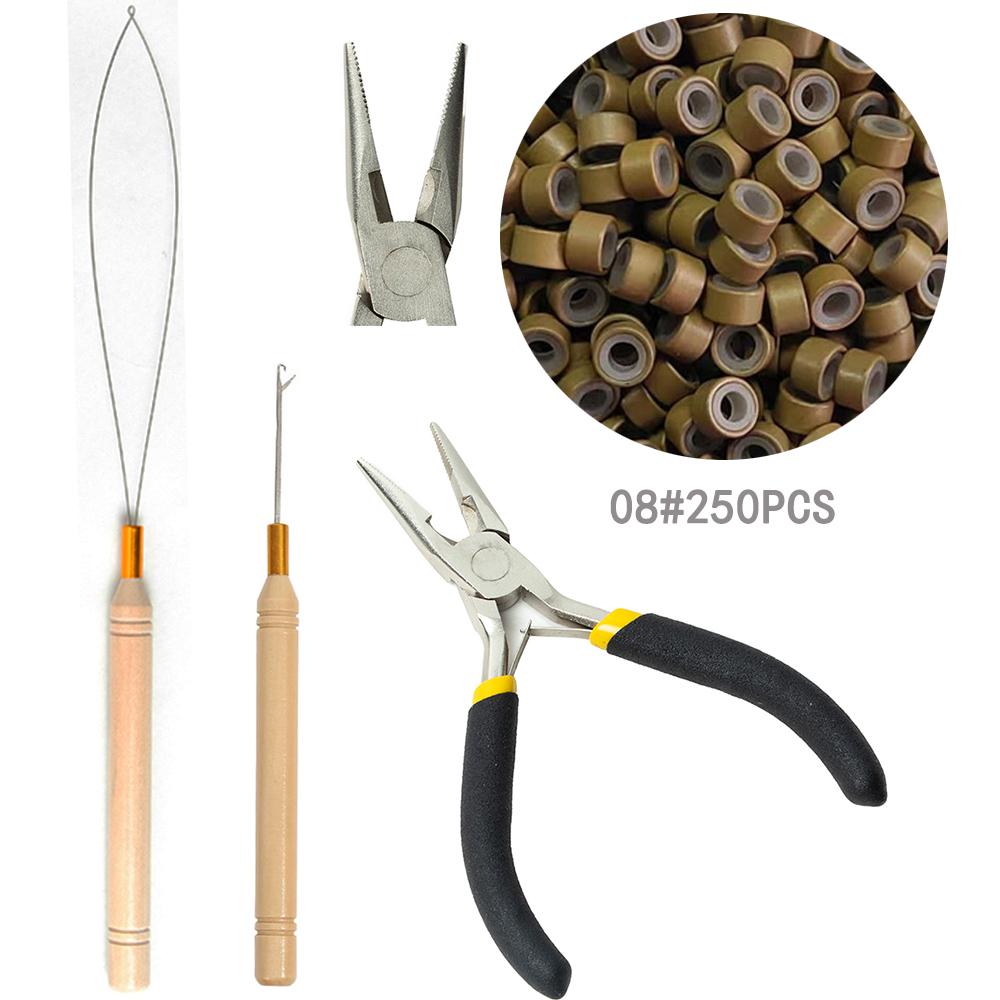 Hair Extension Tool Kit Includes Extension Pliers Crochet Hook Bead Stringer and Nano Ring for Making Styling Accessories