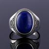 Silver S925 Ring Natural Big Oval Lapis Rings for Men Women Retro Luxury Fine Jewelry Party Anniversary Gift