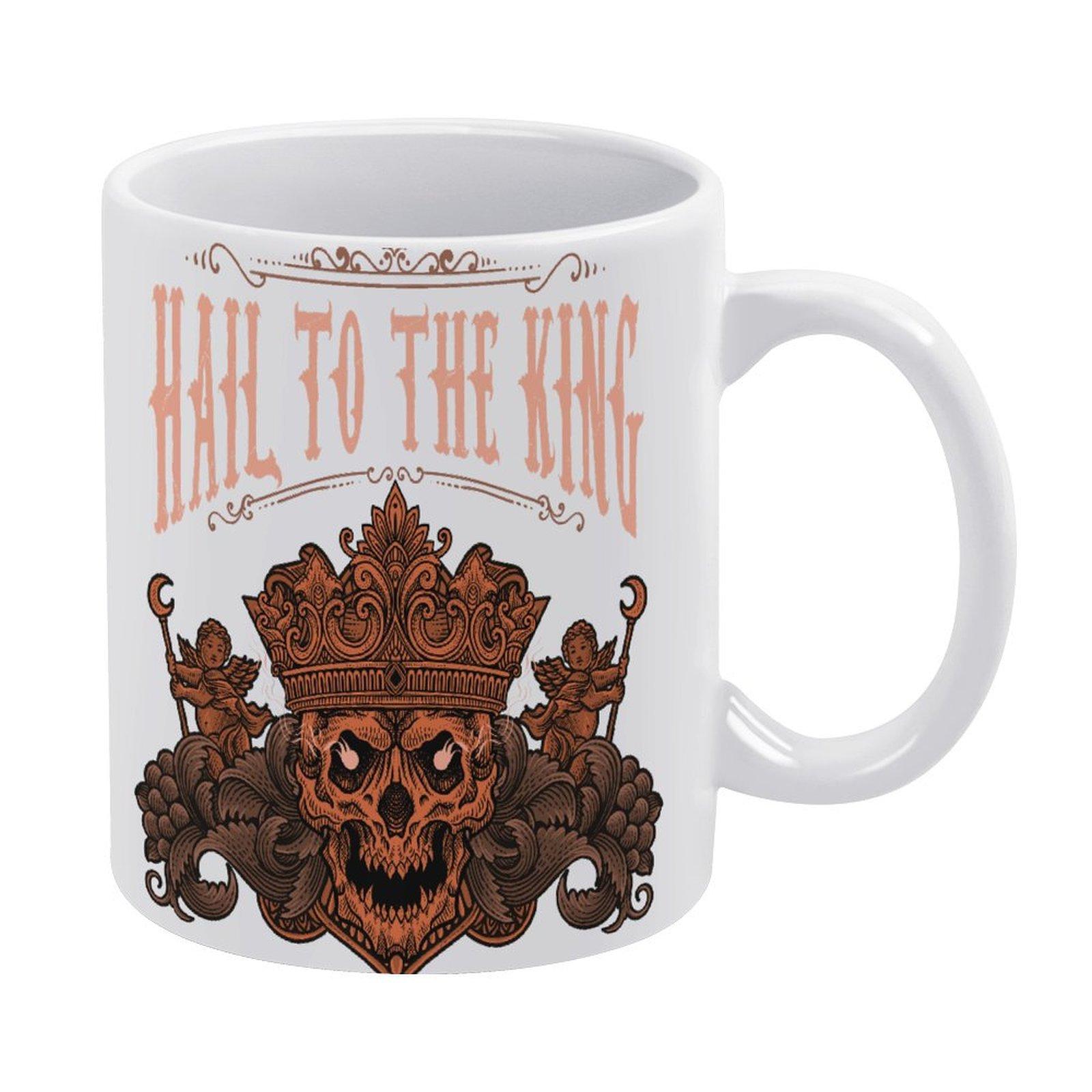 

11oz White Ceramic Cup with Printed Design on Both Sides, Perfect for Morning Coffee and Relaxing Beverage Moments