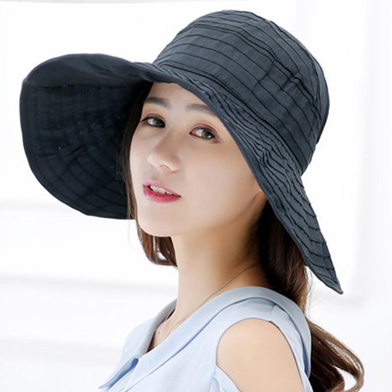 LSF 50 + Damen Visor Tragbarer Großer Rand, Schmal Faltbarer Leerer Oberteil Fischerhut