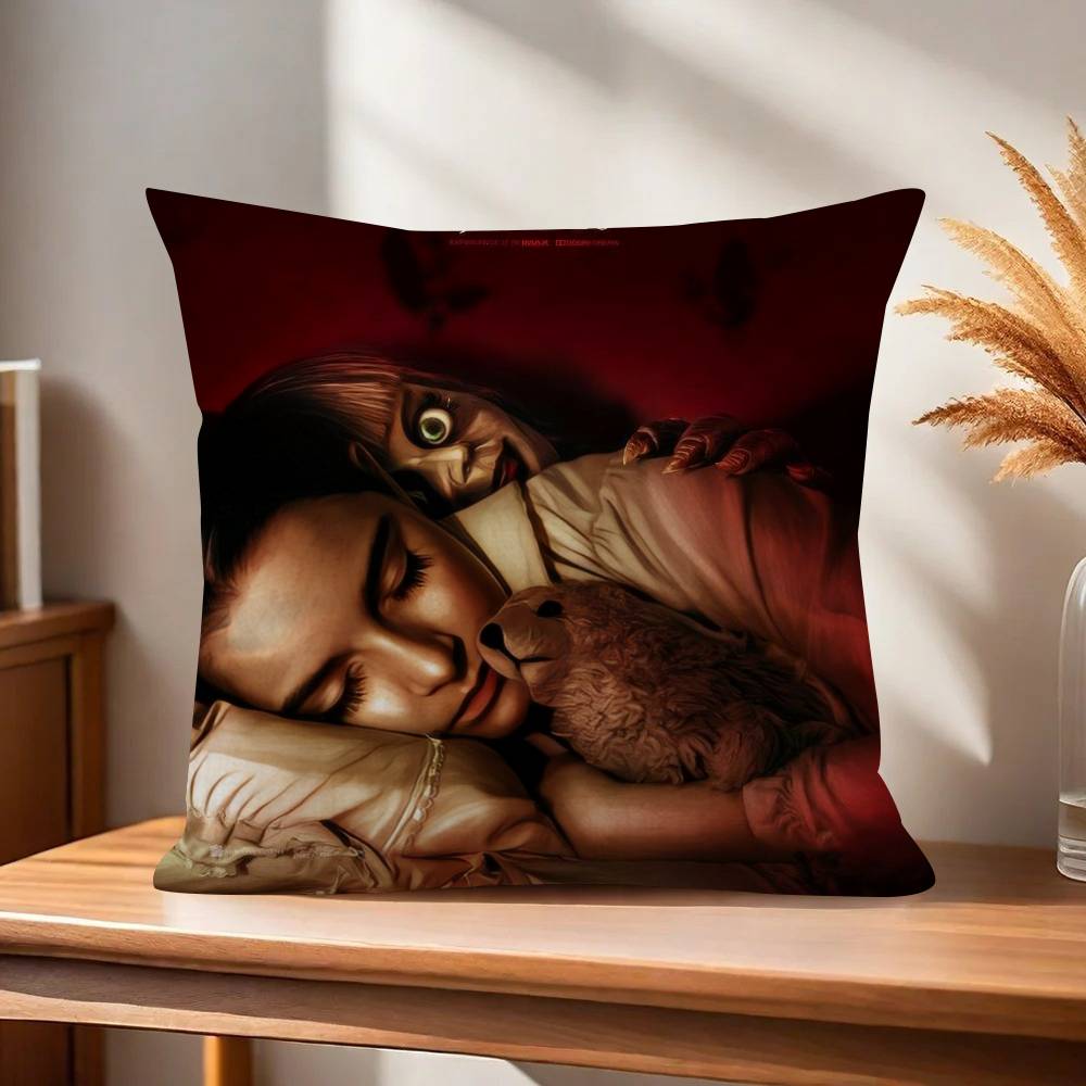Popular AAnnabelle Horror Movie Pillow Covers Cartoon Sofa Decorative Home Doublesided Printing Short Plush Cute Cushion Cover