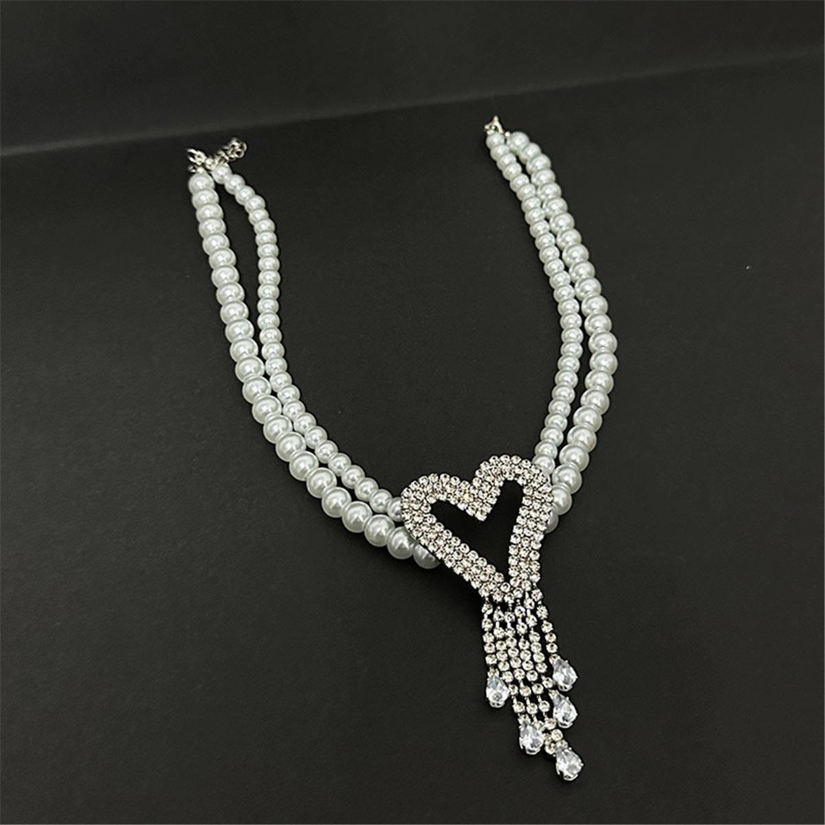 

Мода Легкая Роскошь Высокий Туксика Чувство Двойной Жемчуг Вспышка Бриллиант Любовь Кисточка Ожерелье Ожерелье Цепочка на Шею Цепочка на Ключицу