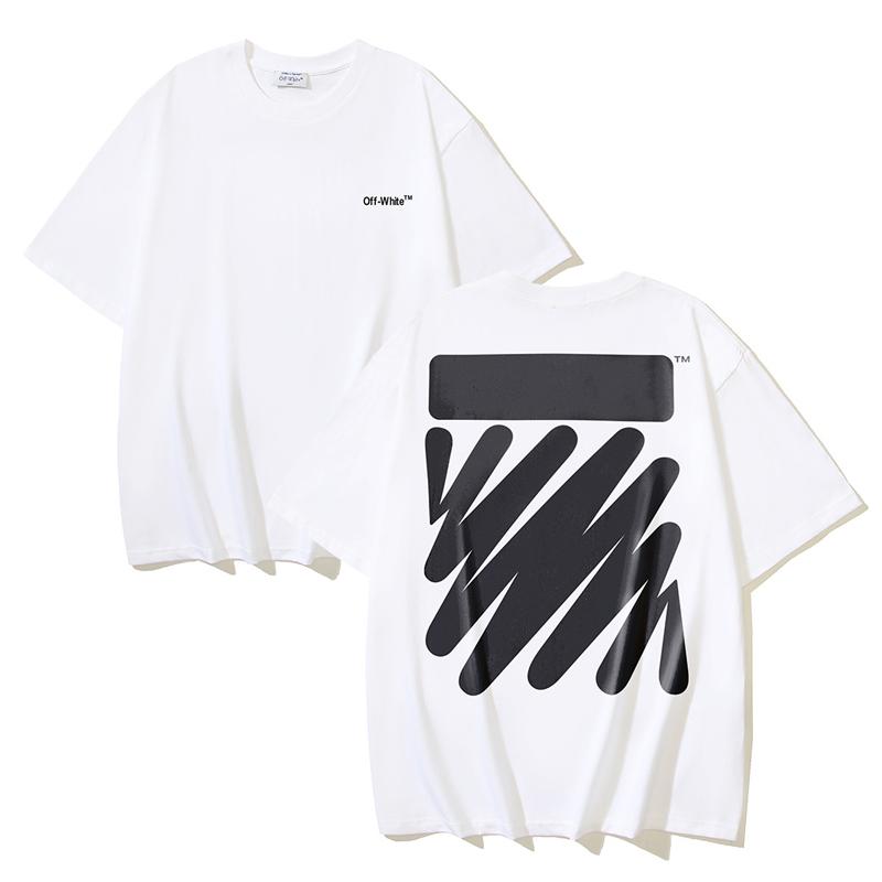1189 Off-White 2025 Summer New Wave Stripe Pattern Printed Short Sleeved T-shirt for Men and Women