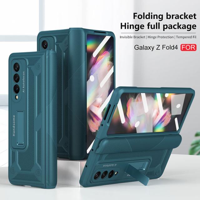 

Для Samsung Galaxy Z Fold 4 Чехол Fold3 Fold4 5g Шарнирный чехол для телефона с полным покрытием и кронштейном из закаленного стекла для защиты от падения For Galaxy Z Fold 4