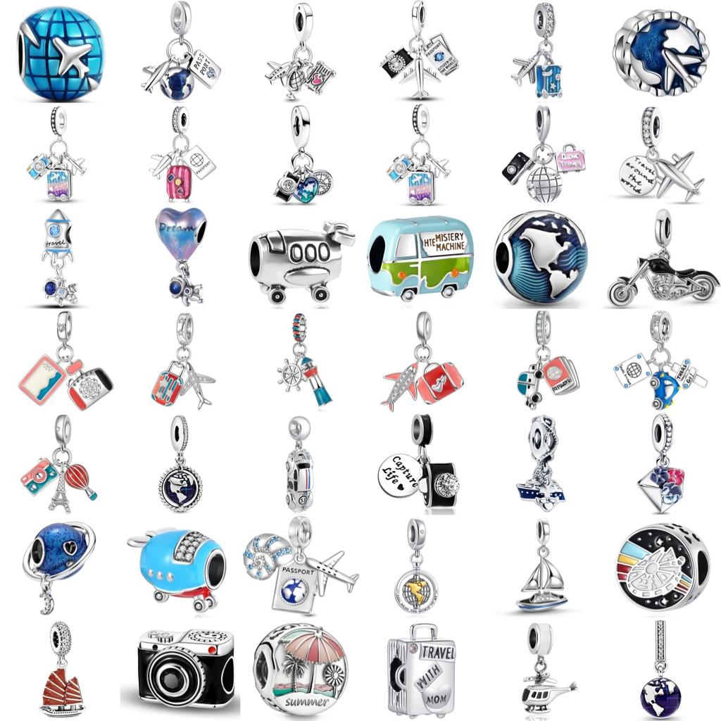 New Copper Passport Airplane Camera Travel Case Globe Charm Pendant Fit For Original Bracelets Necklaces Diy Boutique Jewelry