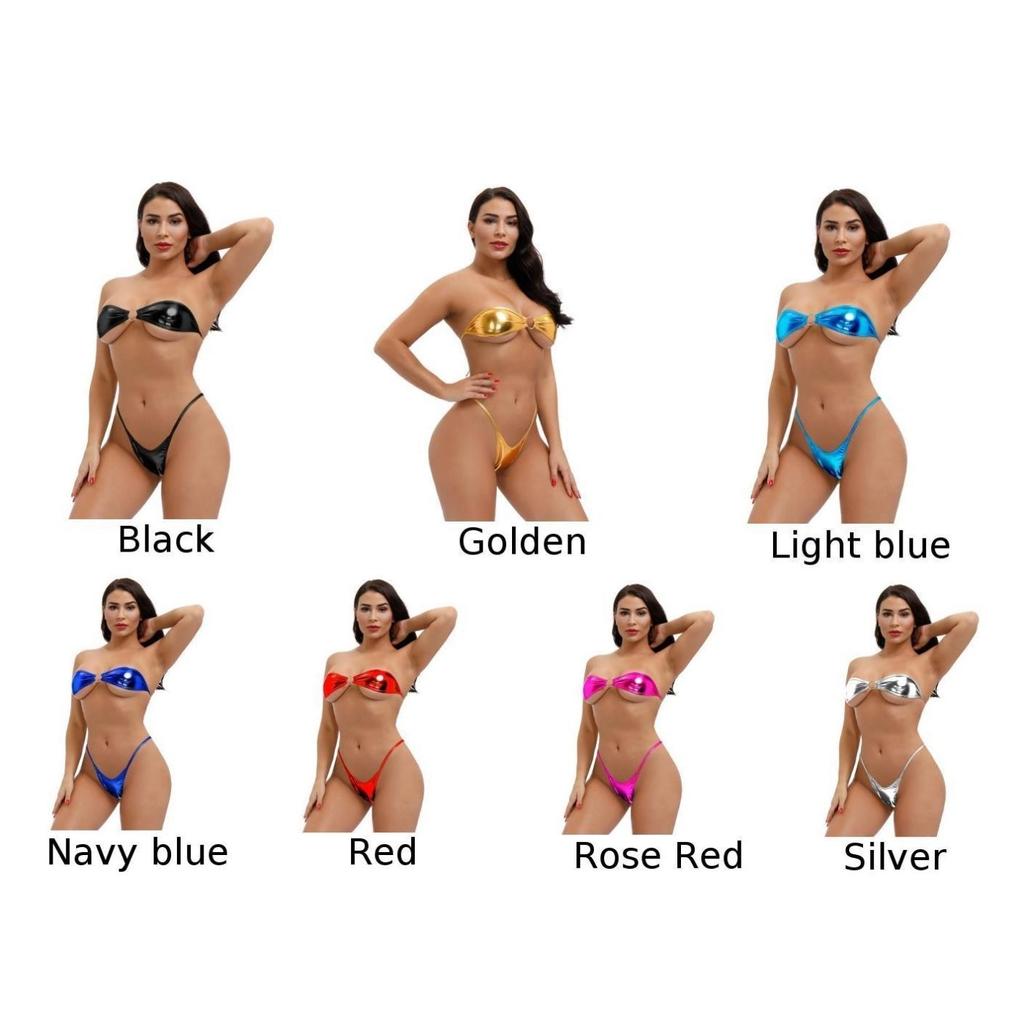 Buy Sexy Womens Wet Look Bikini Set Mini Bra Micro Gstring Thong