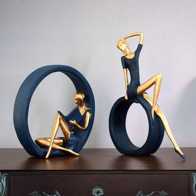 2 statuette per ragazza yoga, statuetta per ragazza che legge, ornamento per desktop, ufficio, camera da letto, soggiorno