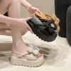 Mode 8CM Plattform Hausschuhe Sandalen Frau Bowknot Dicke Sohle Hausschuhe Frauen Chunky Flip-Flops Sommer Casual Strand Dias Zapatos Mujer