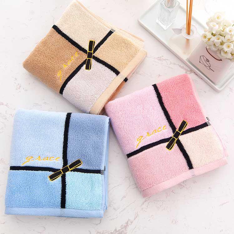 Jieliya Satin Ribbon Xinjiang Cotton Face Towel with Embroidered Logo - Perfect for Adults & Wedding Party Favors 72*34cm