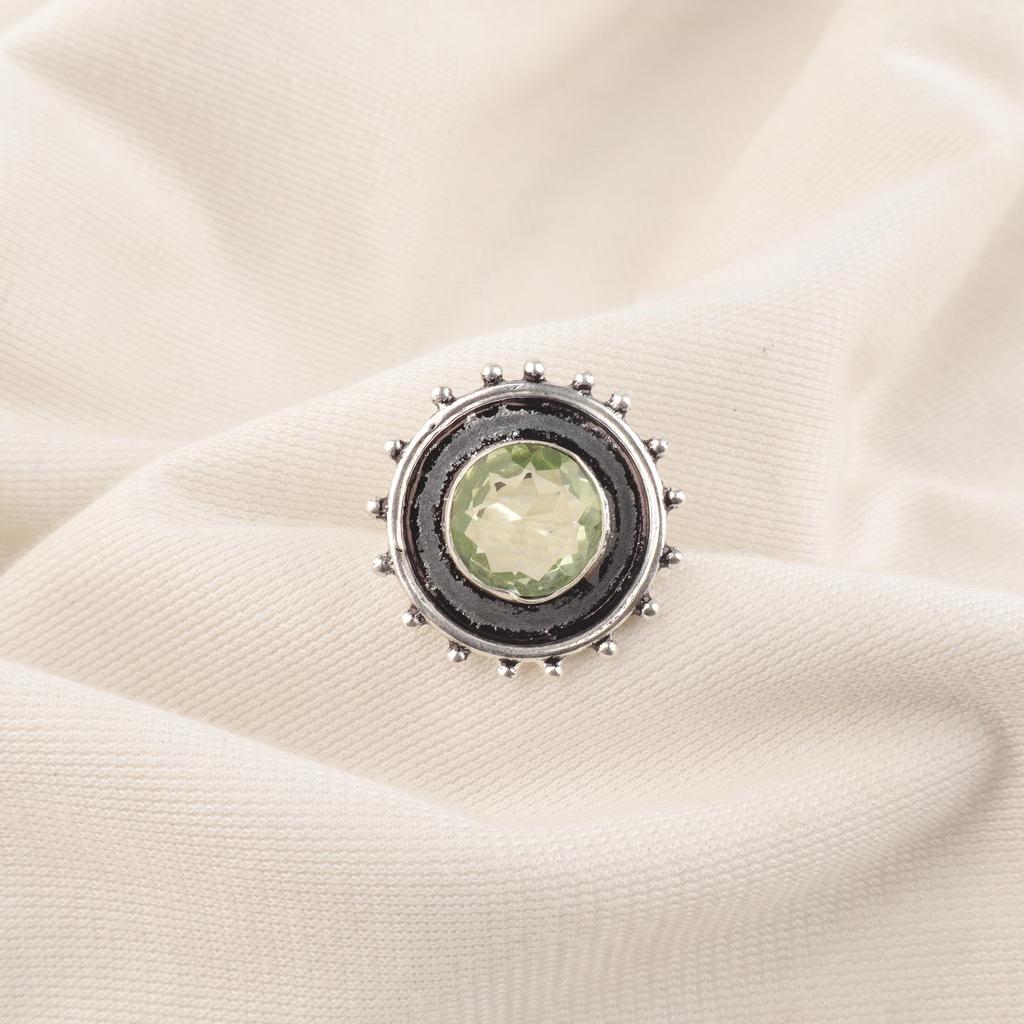 Green Amethyst Gemstone Ring Jewelry, Handmade Gorgeous Silver Ring, 925 Sterling Silver Jewelry For Wedding Gift
