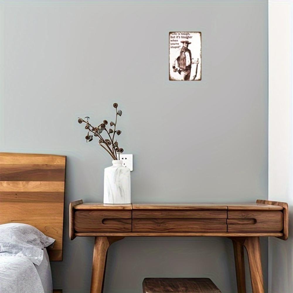 A metal tin plaque (12x8 inches/30x20 cm), legendary cowboy poster artwork, waterproof and dustproof, fun home wall decor