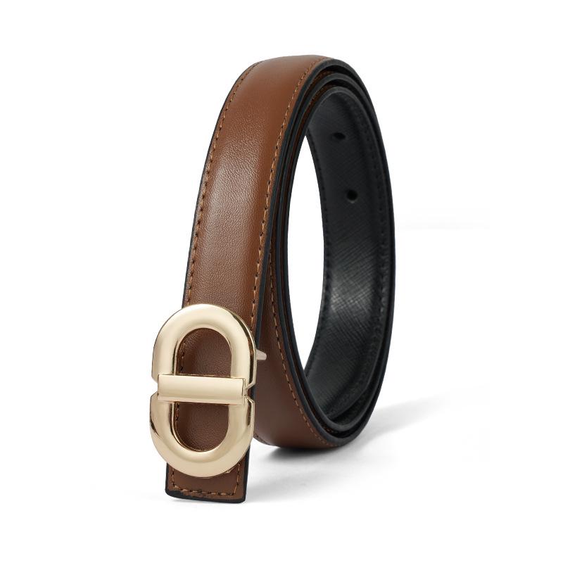 Genuine Leather Women's Versatile Brown Jeans Belt