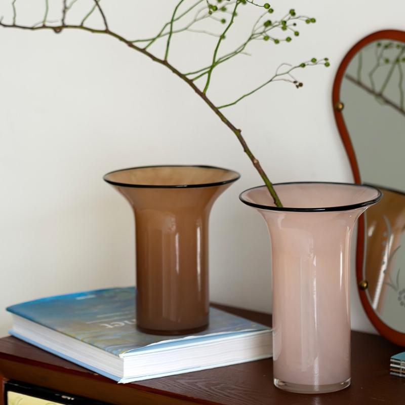 Modern Glass Vase Living Room Desktop Flower Vase Balcony Large Caliber Storage Flower Bottle Simple Home Decoration Accessories