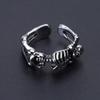 Vintage Punk Silber Offene Ringe Herren Damen, Verstellbare Ringe, Hippie Ringe, Coole Gothic Ringe, Skelett Totenkopf Ringe Schmuck