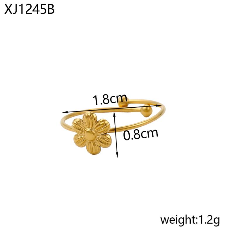 CARLIDANA New Fashionable Stainless Steel Ring High-End Daisy Colorful Zircon Flower Opening Adjustable Ring for Women Jewelry