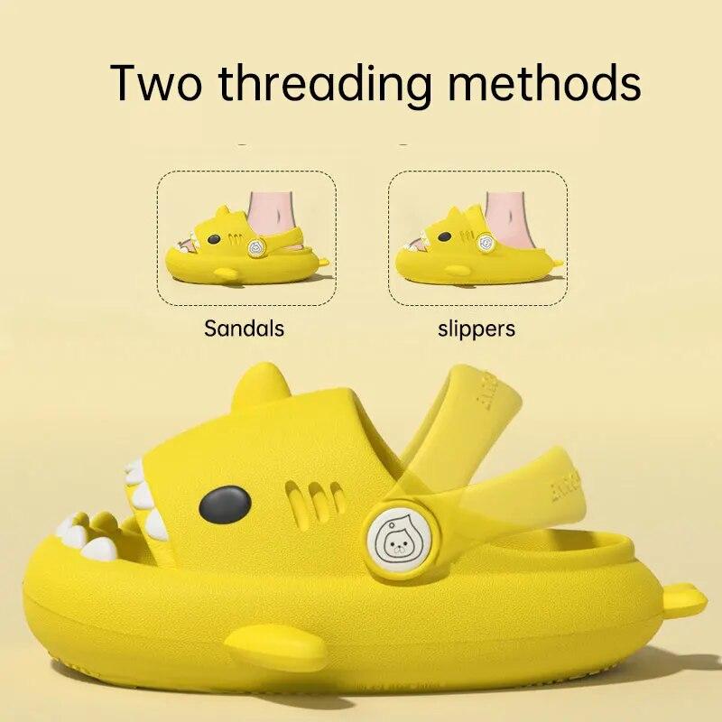 Summer New Kids Toddler Baby Outdoor Eva Slippers Cute Flat Heel Children Beach Sandals Cartoon Shark Kids Slippers