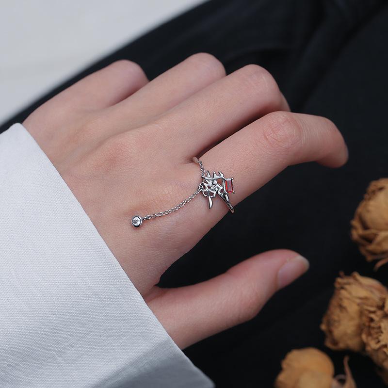 AAA Zircon Rings Chain Tassel Adjustable Rings For Women Jewelry