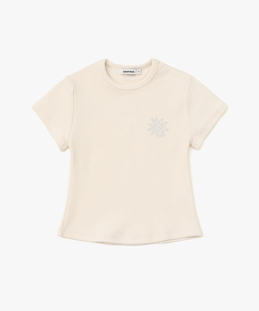 Lomaentinueo Sunrise Slim-Fit Cropped Cotton T-Shirt (Cream)