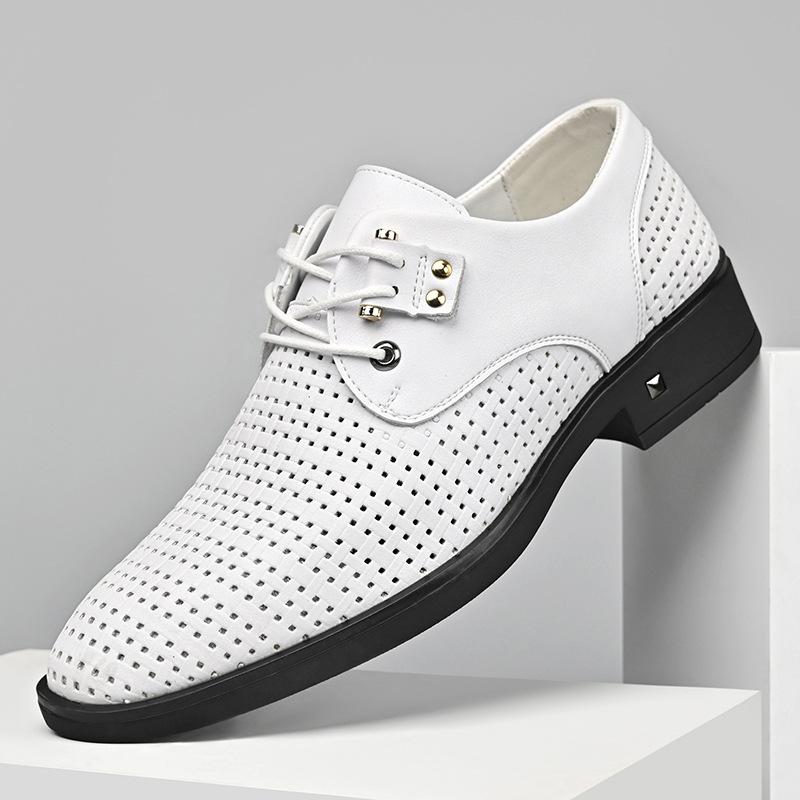 Gentleman Summer New Men's Black White Breathable Knit Pattern Oxford Shoes Designer Formal Wedding Dress Homecoming Footwear