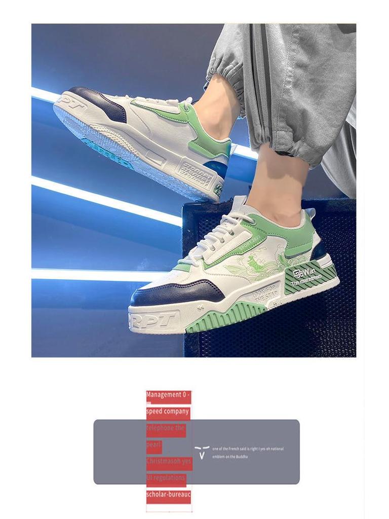Niche Versatile Height-Increasing White High-Top Sneakers for Men - Trendy Casual Sports Shoes for Spring, Summer, and Autumn.
