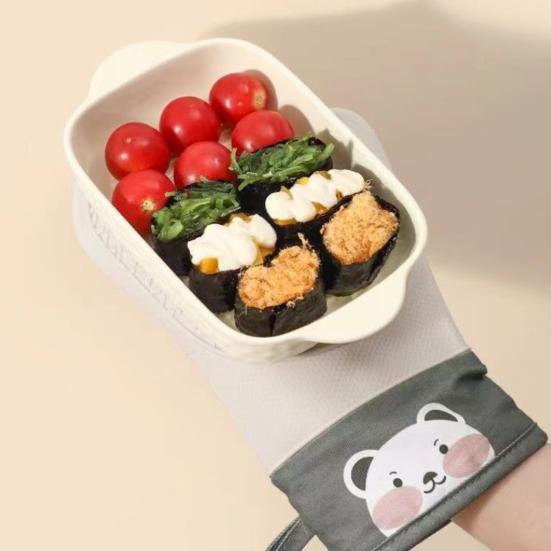 1Pc Silicone Heat Resistant Gloves Non-Slip Oven Mitts Kitchen Hand Clamps Thickened Insulated Gloves for Air Fryers Cooking Barbecue