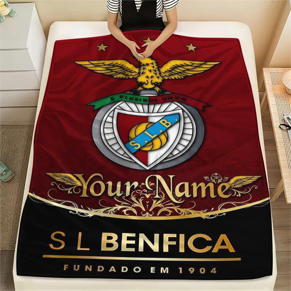 1PC Benfica Eagle Crest Custom Name Patterned Flannel Blanket Suitable For All Seasons For Home Decor Warmth And Comfort Gifts Holiday Present