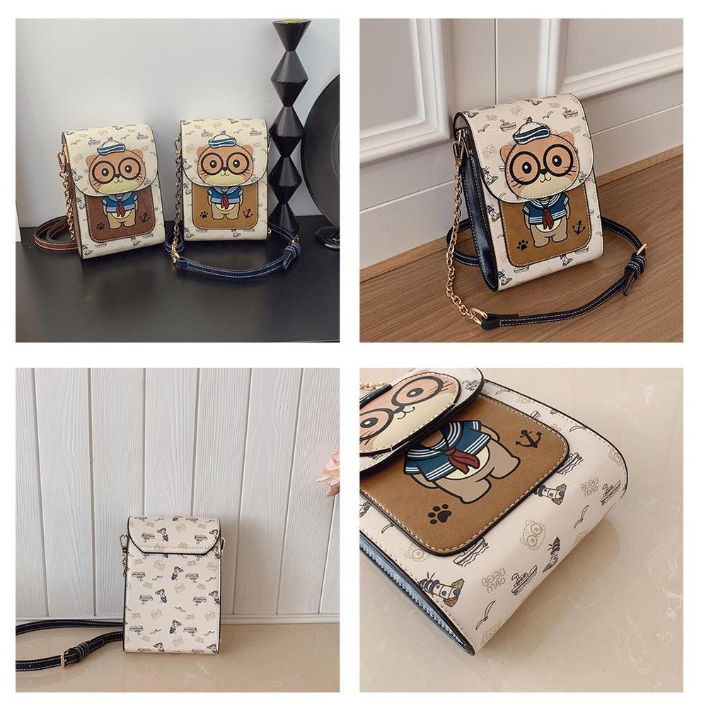 North Bag Colorblock Cat Mini Crossbody: Cute Cartoon Cell Phone Shoulder Bag