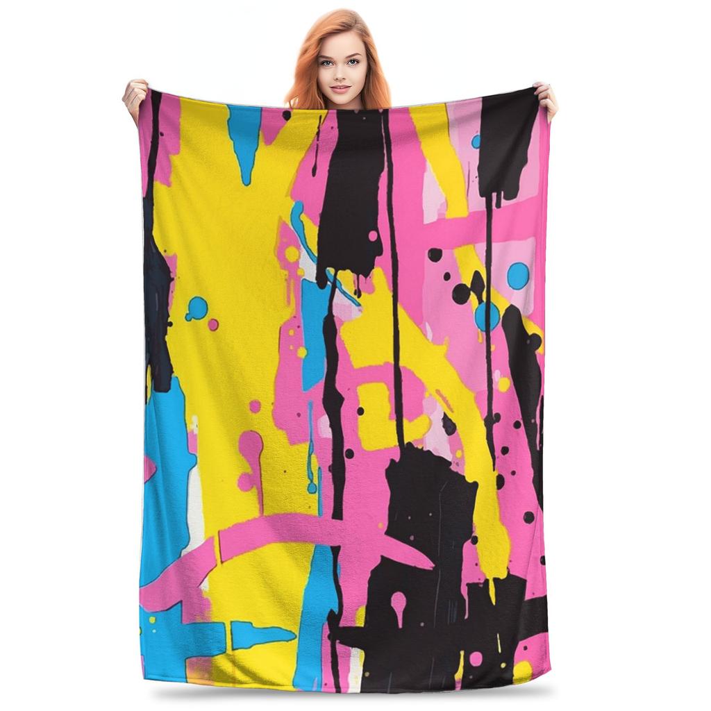 Abstract Graffiti Style Design Blanket Multi-function Fleece Sofa Throw Blanket for Home Bedroom Office Throws Bedspread Quilt