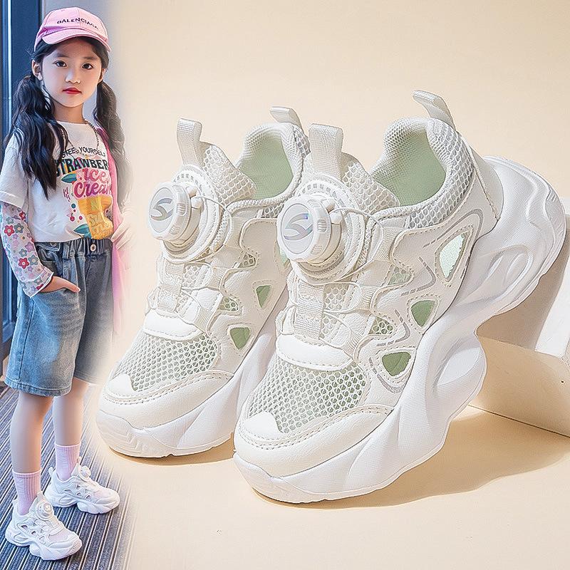 Male and female students mesh breathable 2025 summer new soft-soled children's sports small white single mesh shoes hollow dad shoes