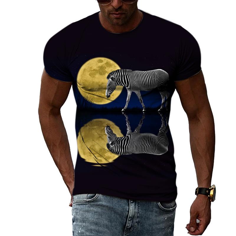 Summer Fashion Casual Men's T-shirt with Street Style Round Neck 3D Printed Zebra Pattern T-Shirts Men’s