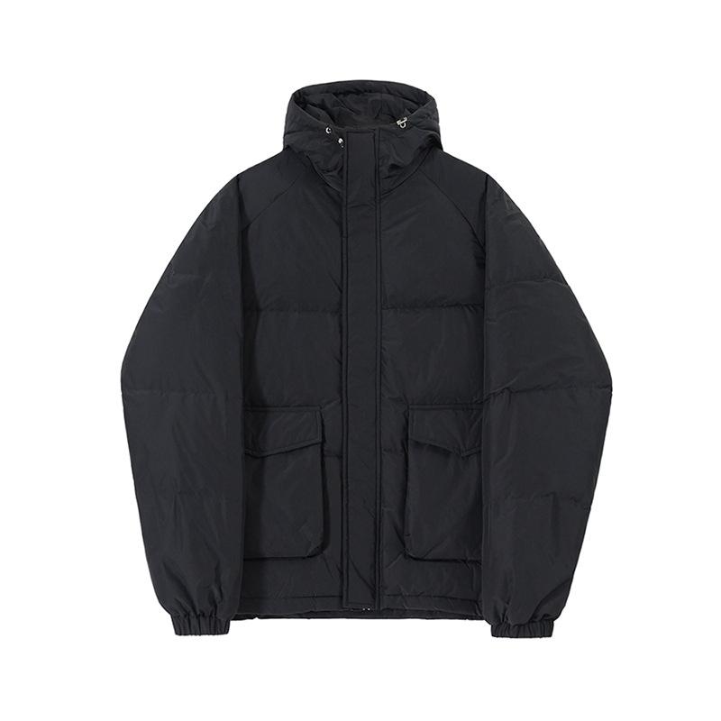 Workwear Hooded Down Jacket Men's Winter Warm Duck Down Jacket Korean Style Trendy Loose Thickened Bread Coat
