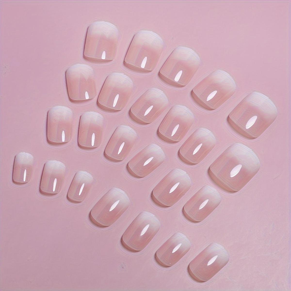

24 Pieces of Pink Gradient Nail Patch for Women Wearing Short Square Fake Nails, The Perfect Choice for Sweet Valentine s Day